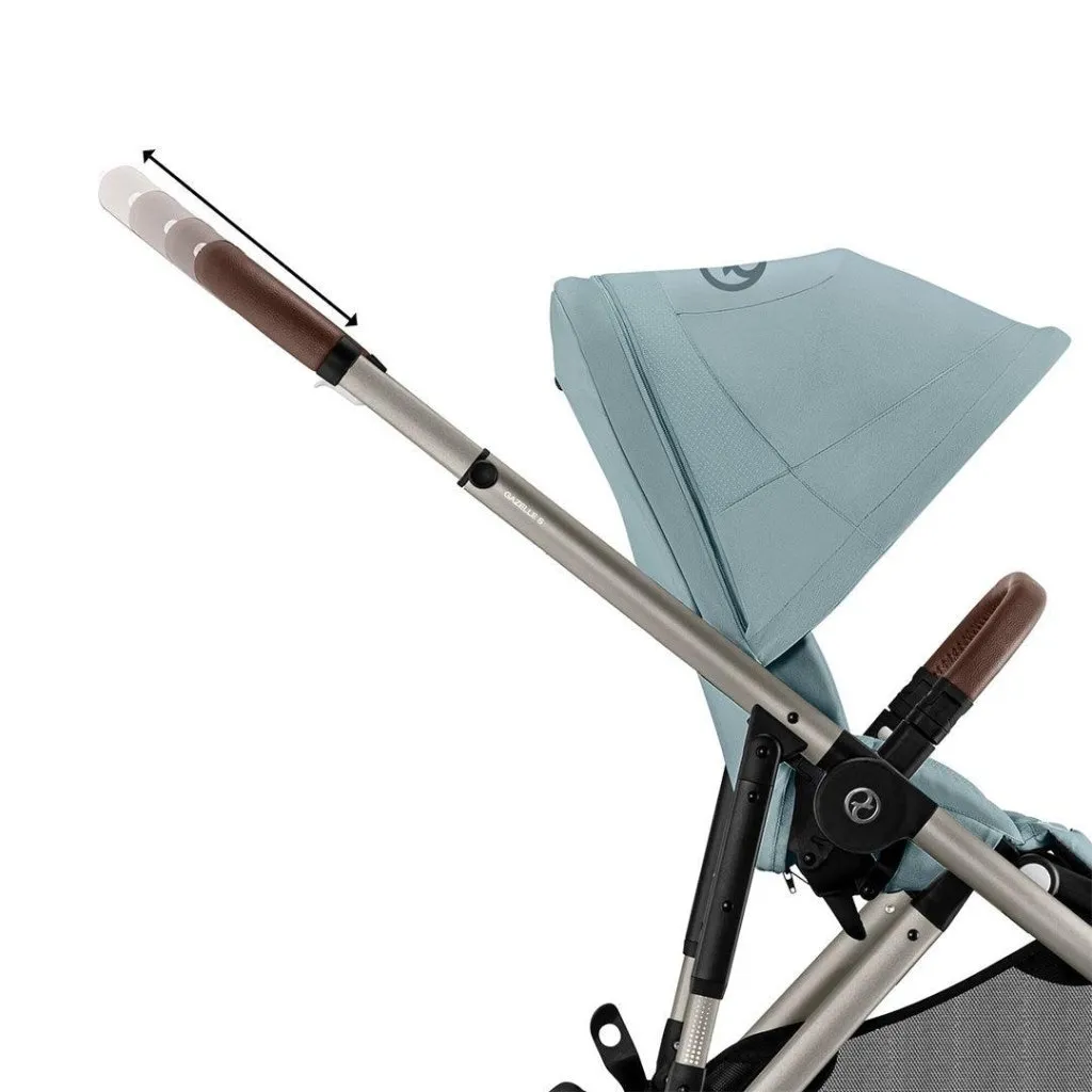 CYBEX Gazelle S Travel System Luxury Bundle With Gold Footmuff and CLOUD T - Sky Blue