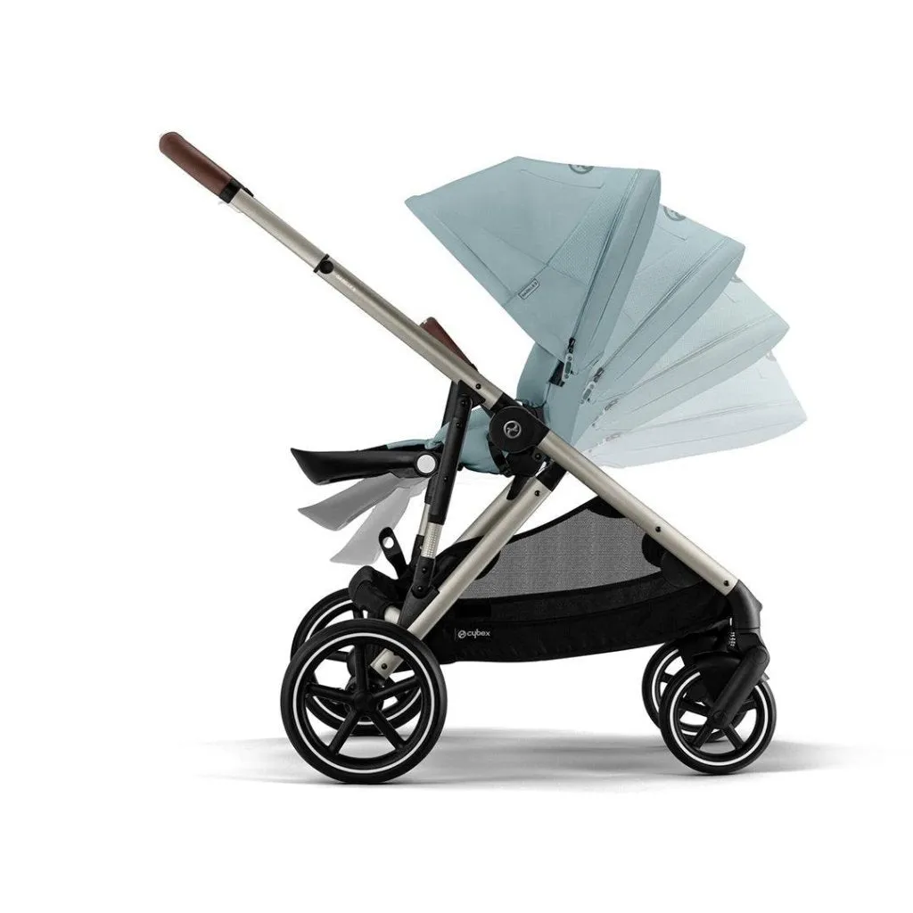 CYBEX Gazelle S Travel System Luxury Bundle With Gold Footmuff and CLOUD T - Sky Blue