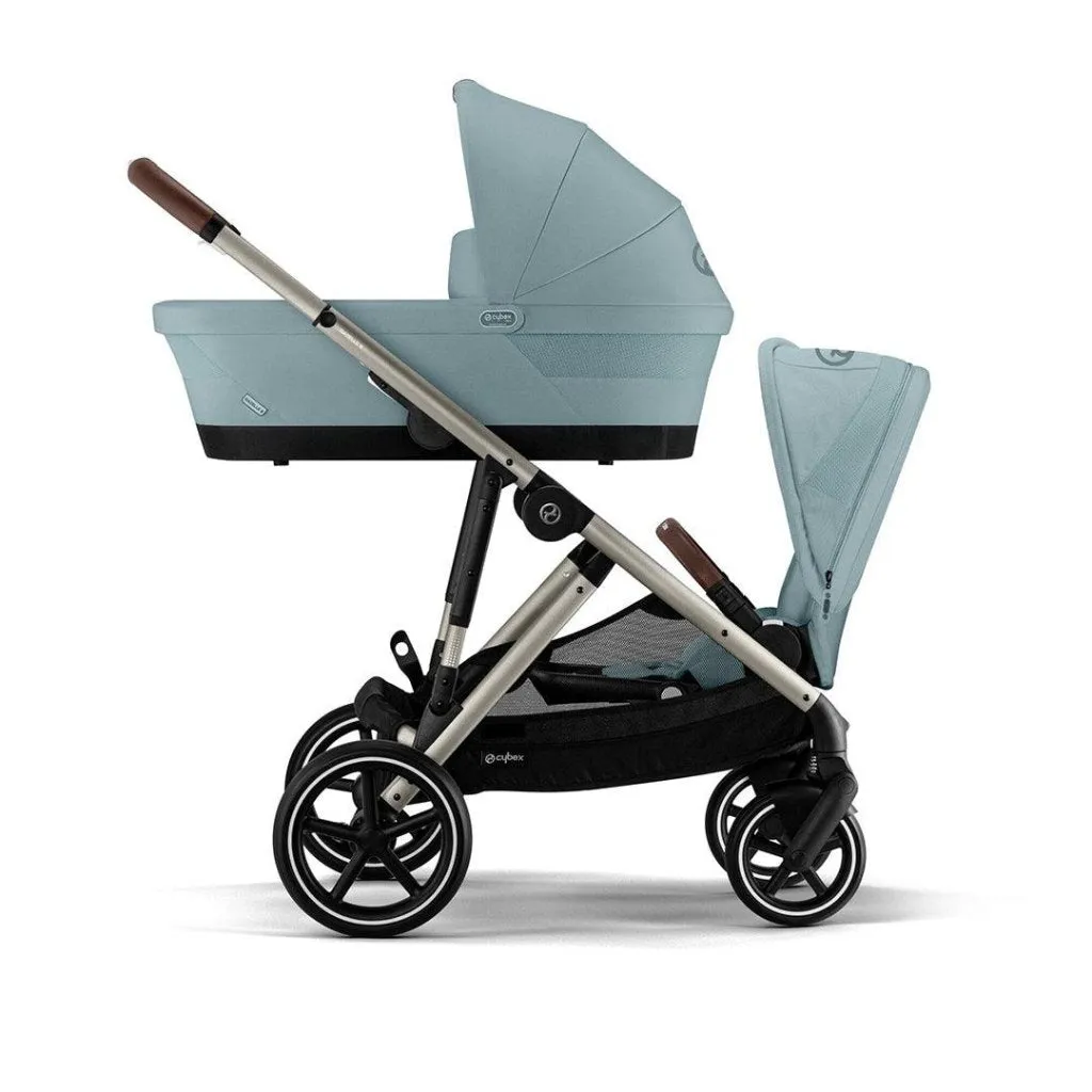 CYBEX Gazelle S Travel System Luxury Bundle With Gold Footmuff and CLOUD T - Sky Blue