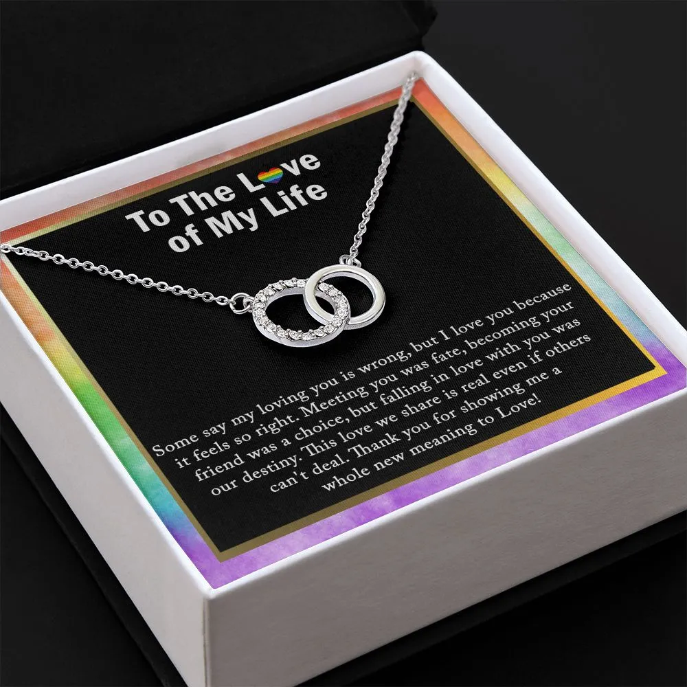 CZ Lesbian Necklace, Lesbian Pride Jewelry, Double Circle Necklace