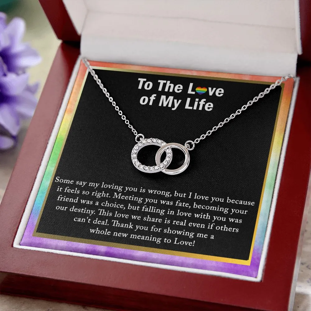 CZ Lesbian Necklace, Lesbian Pride Jewelry, Double Circle Necklace
