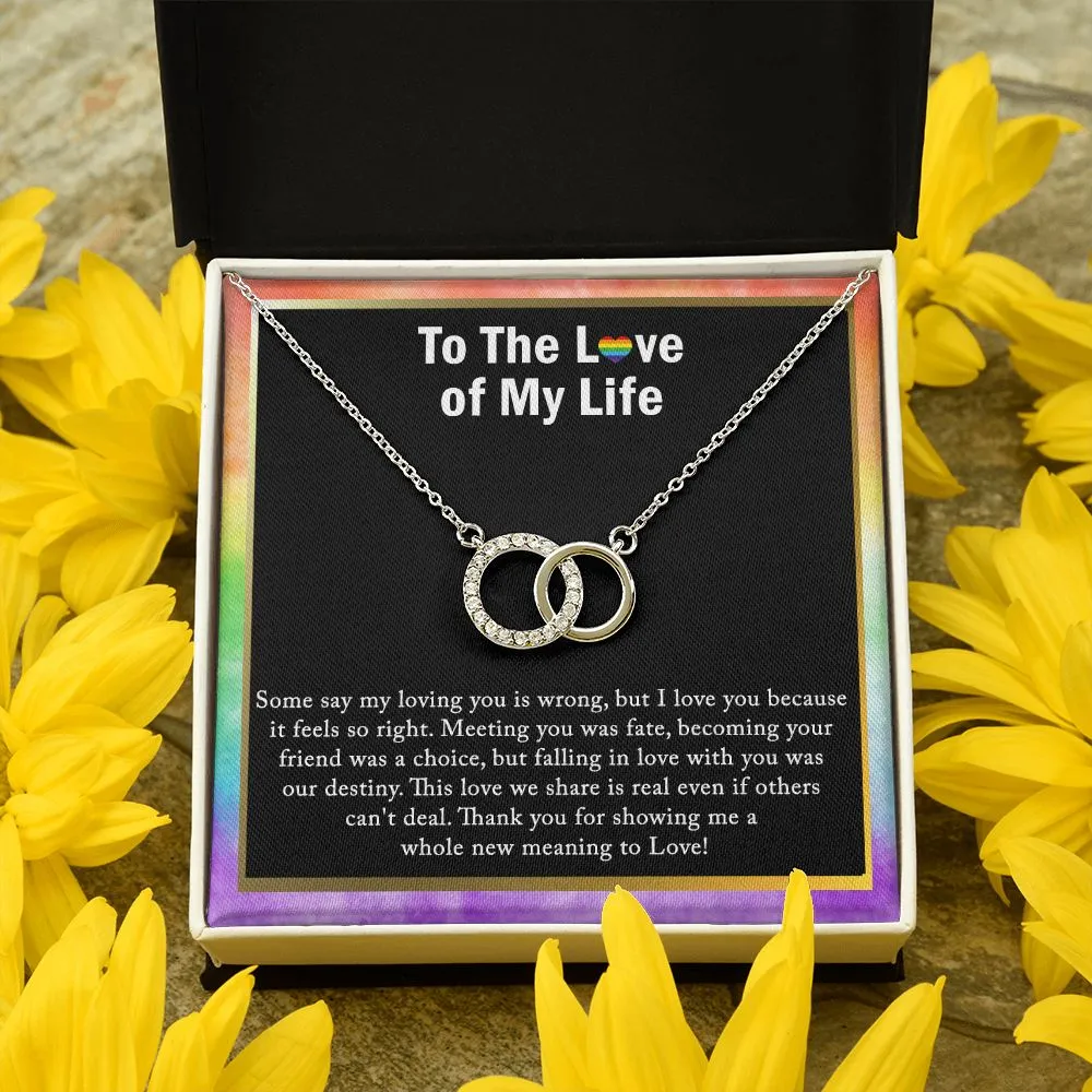 CZ Lesbian Necklace, Lesbian Pride Jewelry, Double Circle Necklace