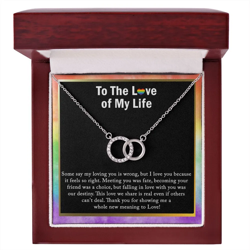 CZ Lesbian Necklace, Lesbian Pride Jewelry, Double Circle Necklace