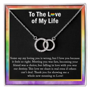 CZ Lesbian Necklace, Lesbian Pride Jewelry, Double Circle Necklace