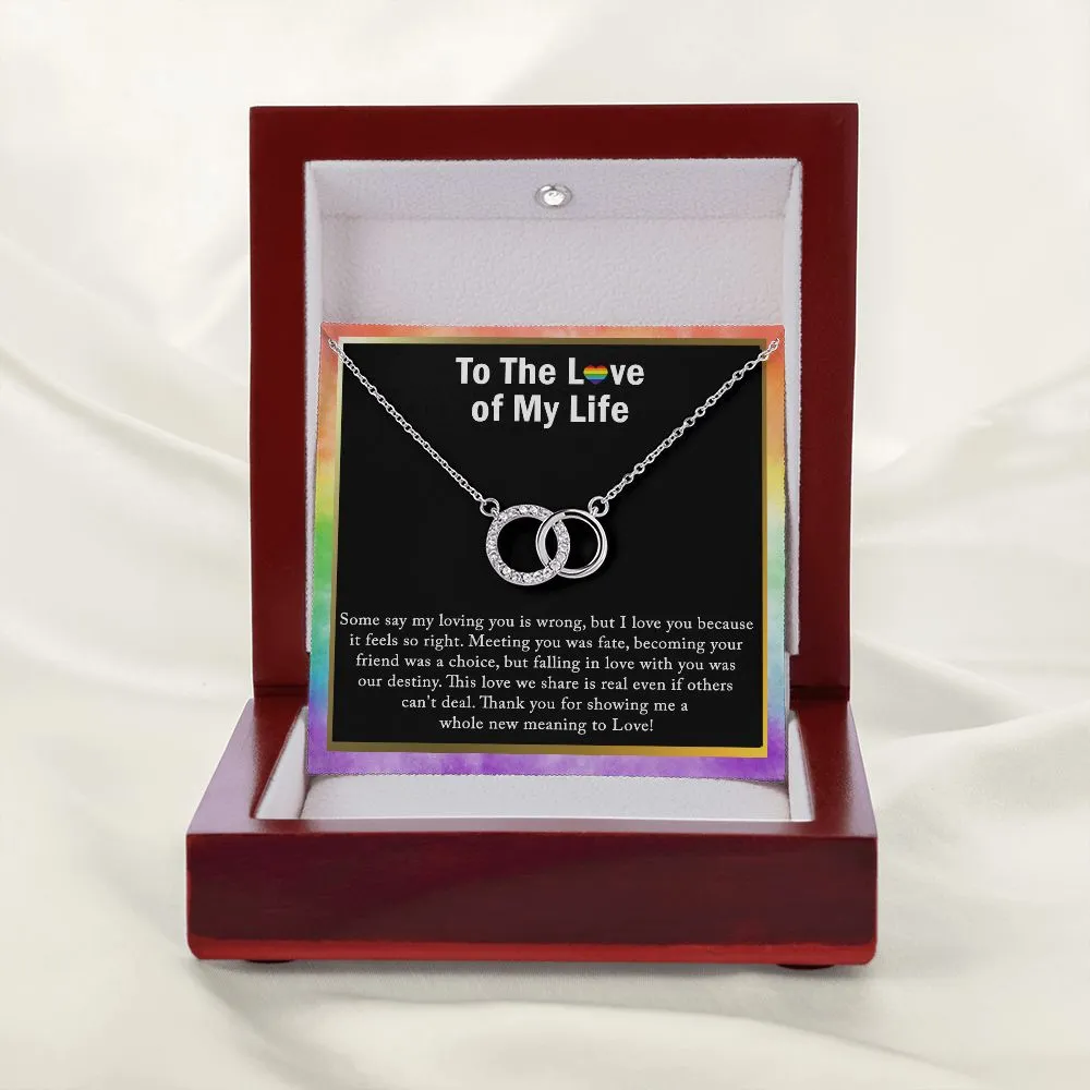 CZ Lesbian Necklace, Lesbian Pride Jewelry, Double Circle Necklace