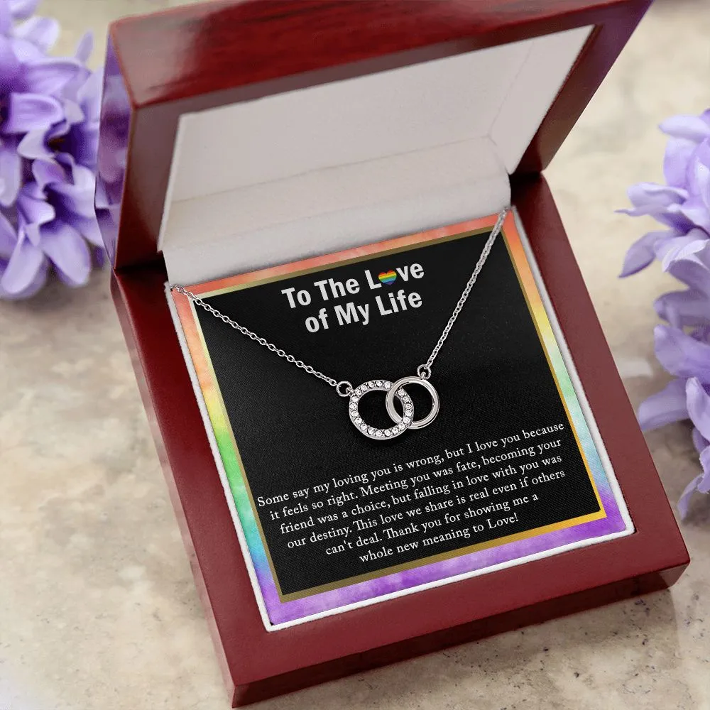 CZ Lesbian Necklace, Lesbian Pride Jewelry, Double Circle Necklace
