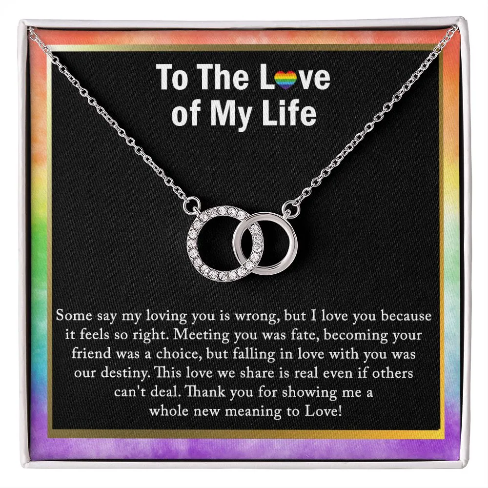 CZ Lesbian Necklace, Lesbian Pride Jewelry, Double Circle Necklace