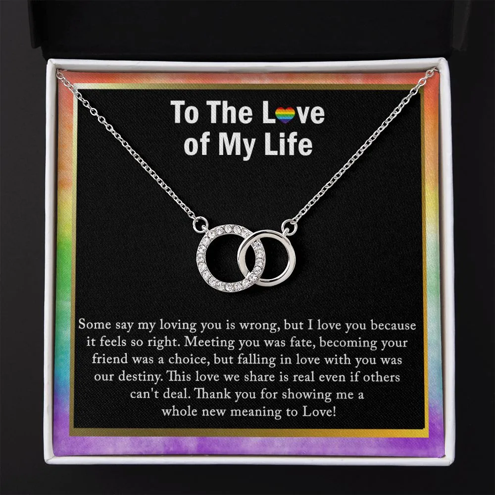 CZ Lesbian Necklace, Lesbian Pride Jewelry, Double Circle Necklace
