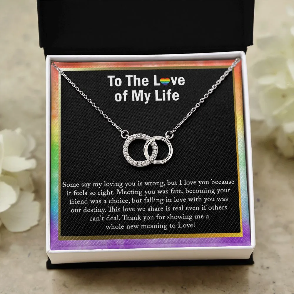 CZ Lesbian Necklace, Lesbian Pride Jewelry, Double Circle Necklace