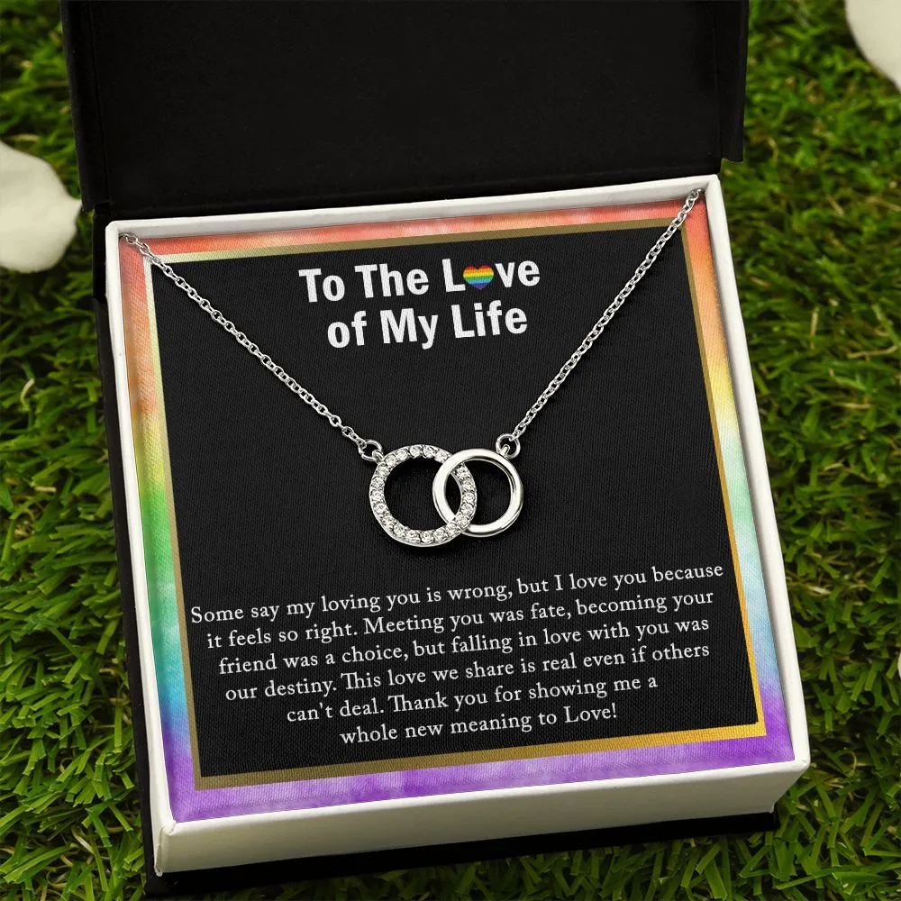 CZ Lesbian Necklace, Lesbian Pride Jewelry, Double Circle Necklace