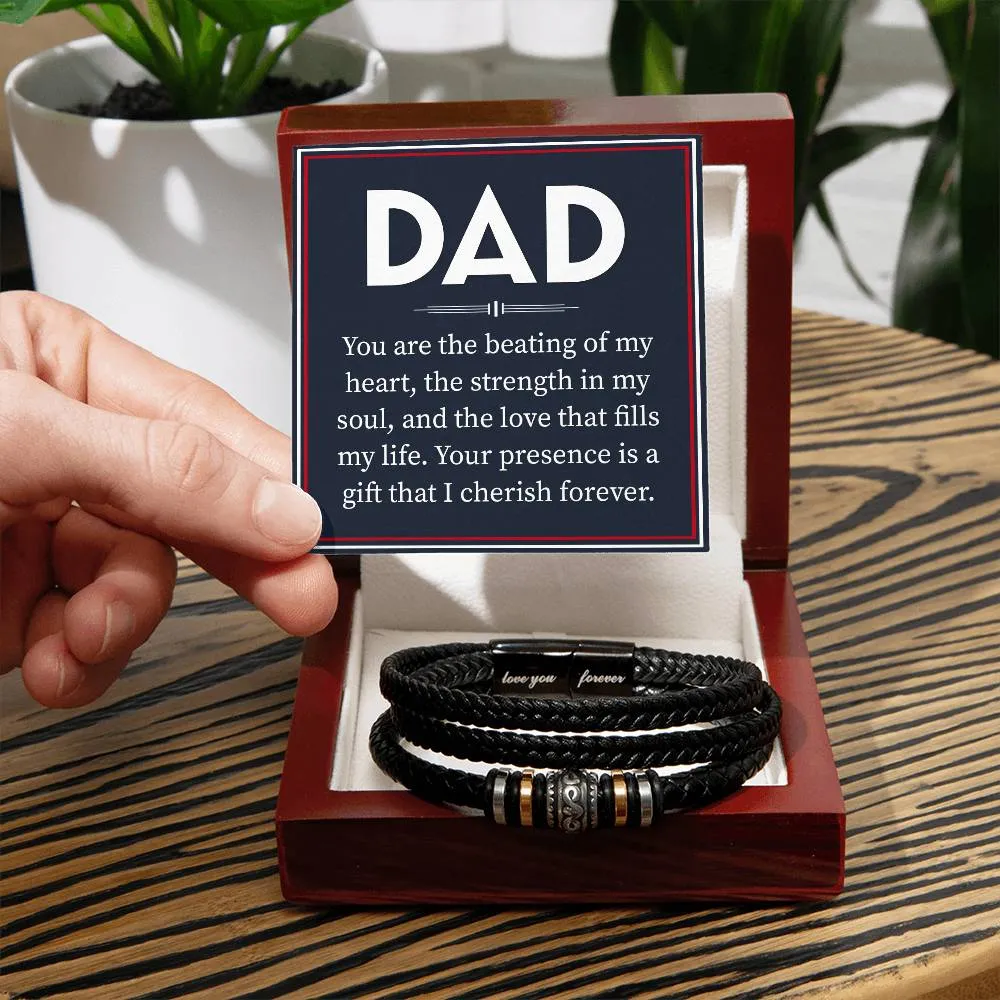 Dad You Are The Beating of my Heart Love You Forever Leather Bracelet