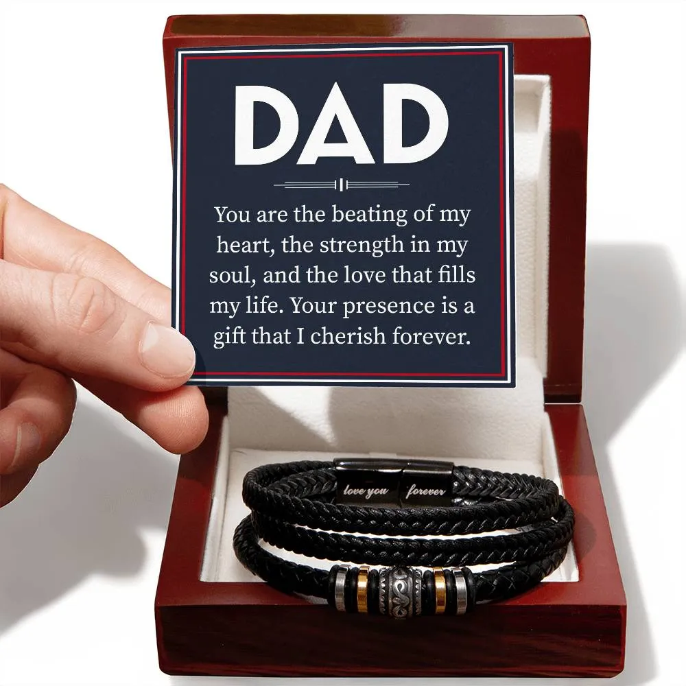 Dad You Are The Beating of my Heart Love You Forever Leather Bracelet