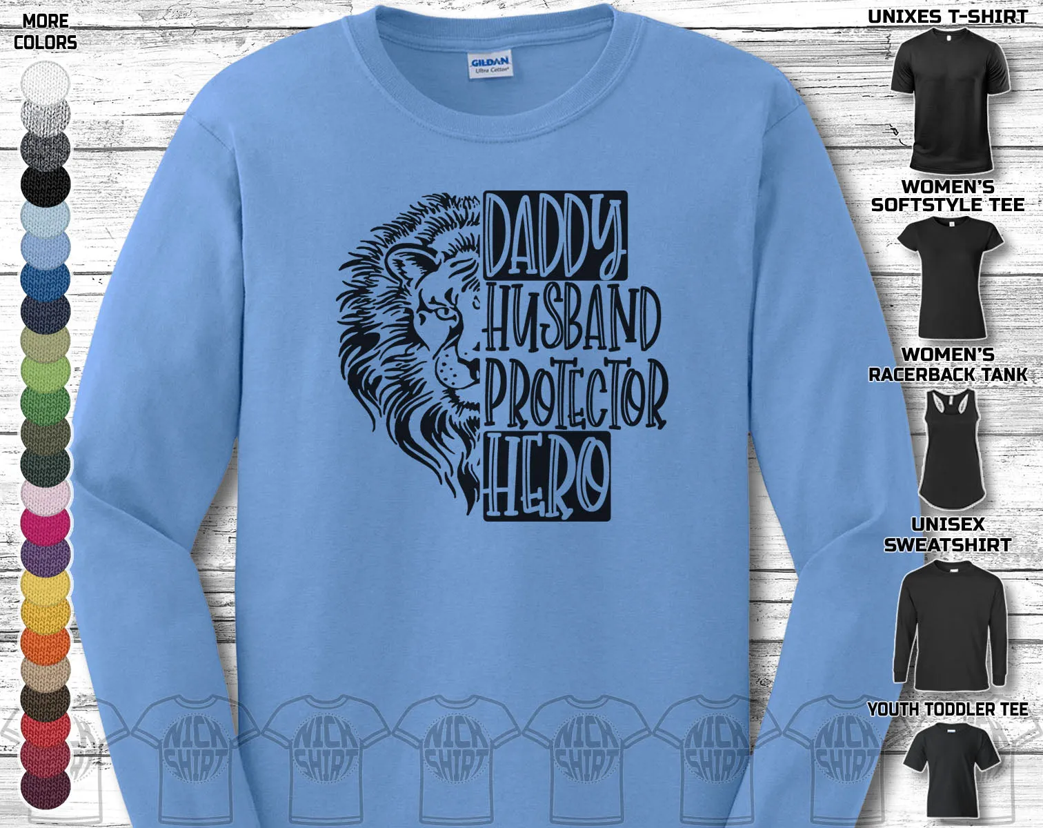 Daddy Husband Protector Hero Father's Day Lion King Animal Wild Papa Dad Love Heart Family Gift Unisex T-Shirt