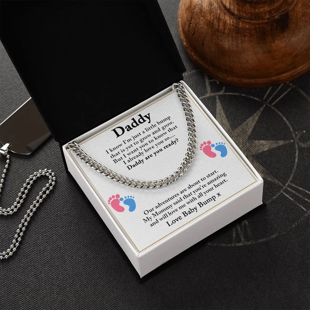 Daddy To Be Cuban Chain Necklace, Dad To Be Gift from Baby Bump, First Time Dad Gift, Pregnancy Announcement Gift from Expecting Wife