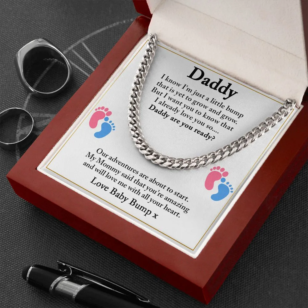 Daddy To Be Cuban Chain Necklace, Dad To Be Gift from Baby Bump, First Time Dad Gift, Pregnancy Announcement Gift from Expecting Wife