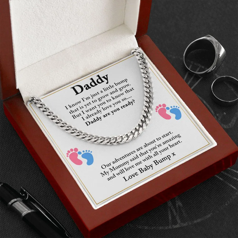 Daddy To Be Cuban Chain Necklace, Dad To Be Gift from Baby Bump, First Time Dad Gift, Pregnancy Announcement Gift from Expecting Wife