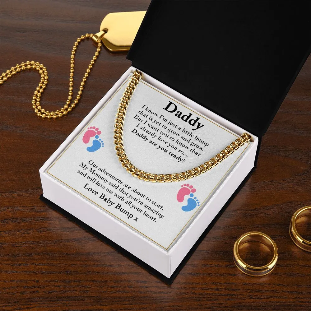 Daddy To Be Cuban Chain Necklace, Dad To Be Gift from Baby Bump, First Time Dad Gift, Pregnancy Announcement Gift from Expecting Wife