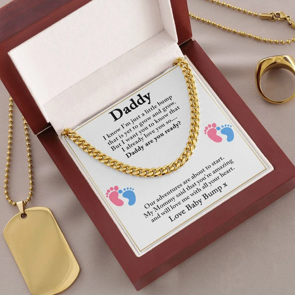 Daddy To Be Cuban Chain Necklace, Dad To Be Gift from Baby Bump, First Time Dad Gift, Pregnancy Announcement Gift from Expecting Wife
