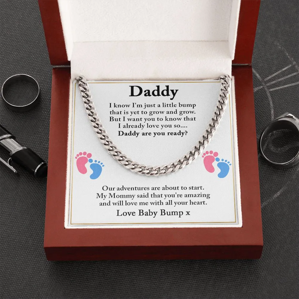 Daddy To Be Cuban Chain Necklace, Dad To Be Gift from Baby Bump, First Time Dad Gift, Pregnancy Announcement Gift from Expecting Wife