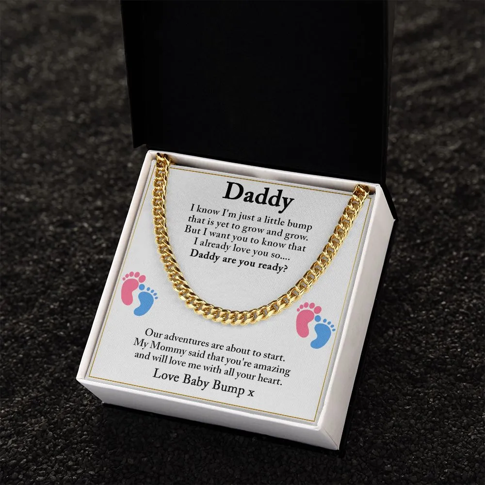 Daddy To Be Cuban Chain Necklace, Dad To Be Gift from Baby Bump, First Time Dad Gift, Pregnancy Announcement Gift from Expecting Wife