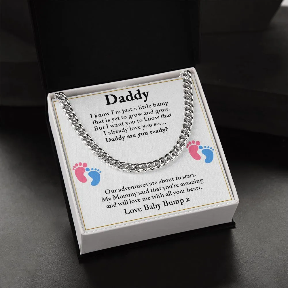 Daddy To Be Cuban Chain Necklace, Dad To Be Gift from Baby Bump, First Time Dad Gift, Pregnancy Announcement Gift from Expecting Wife