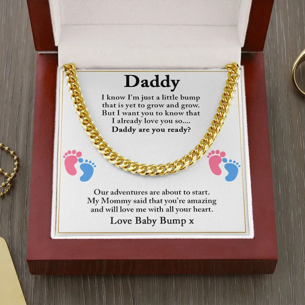 Daddy To Be Cuban Chain Necklace, Dad To Be Gift from Baby Bump, First Time Dad Gift, Pregnancy Announcement Gift from Expecting Wife