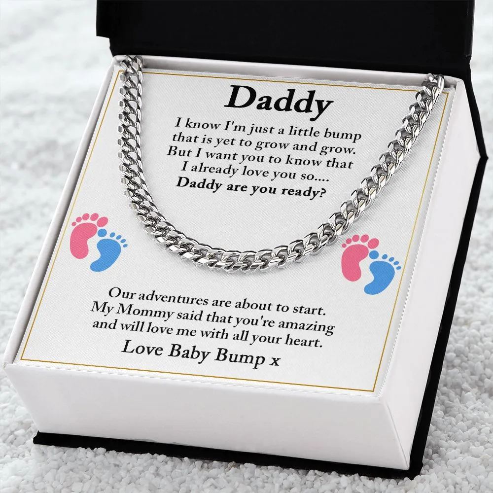 Daddy To Be Cuban Chain Necklace, Dad To Be Gift from Baby Bump, First Time Dad Gift, Pregnancy Announcement Gift from Expecting Wife
