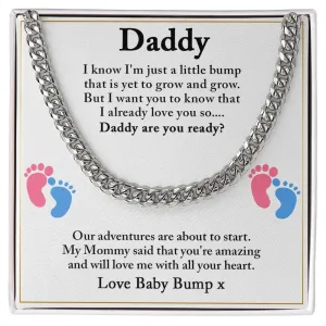 Daddy To Be Cuban Chain Necklace, Dad To Be Gift from Baby Bump, First Time Dad Gift, Pregnancy Announcement Gift from Expecting Wife