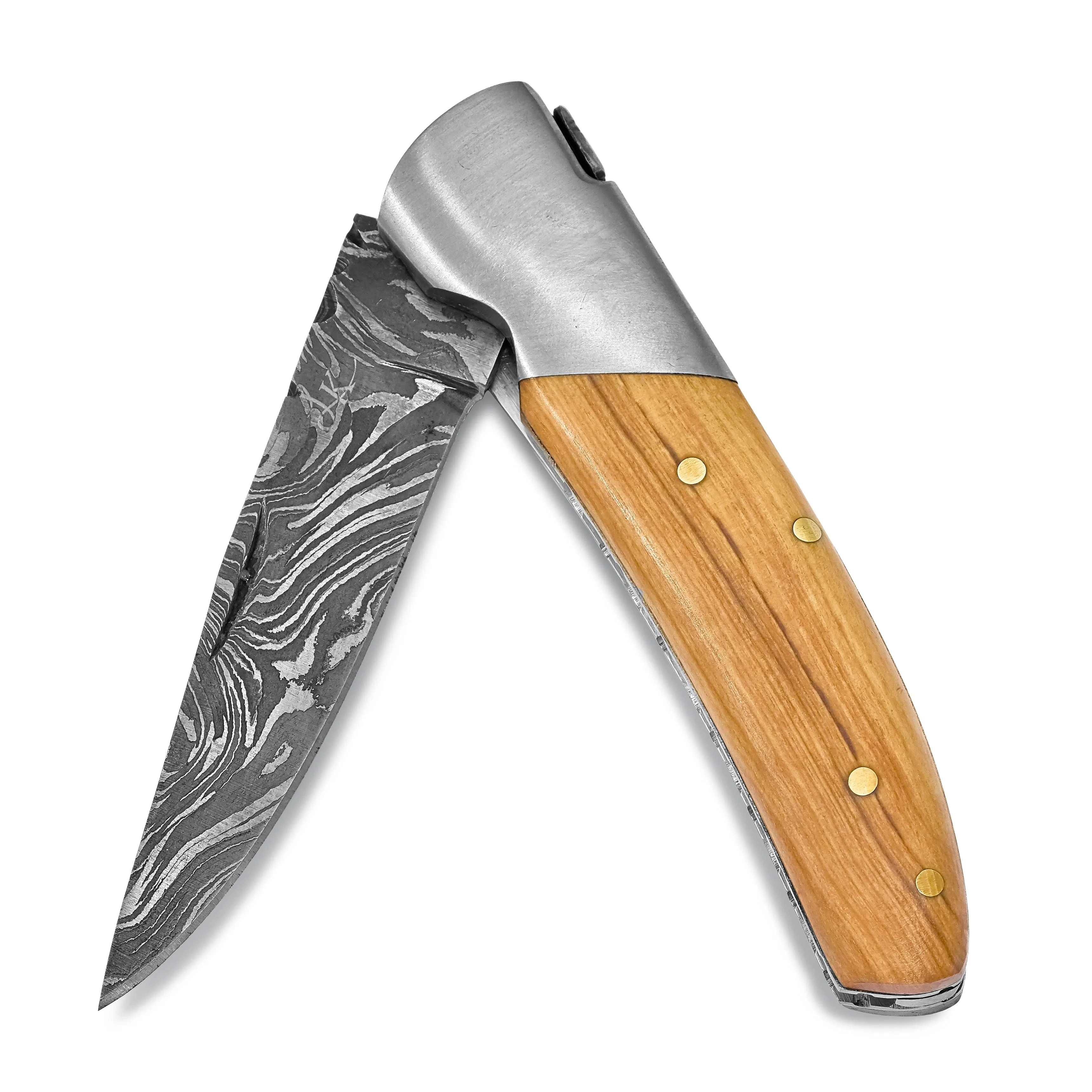 Damascus 256Layer Folding Blade Wood Knife