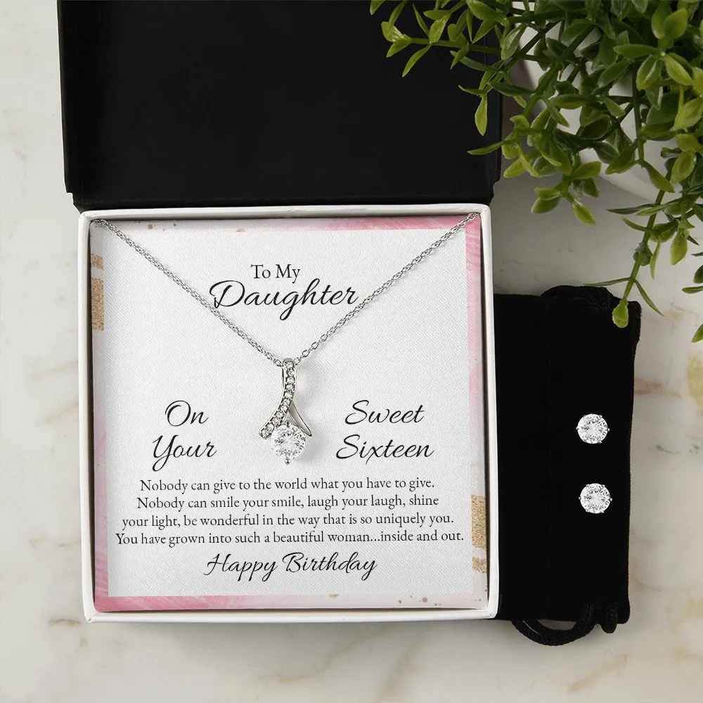 Daughter Birthday Pendant and Earring Set-Sweet Sixteen