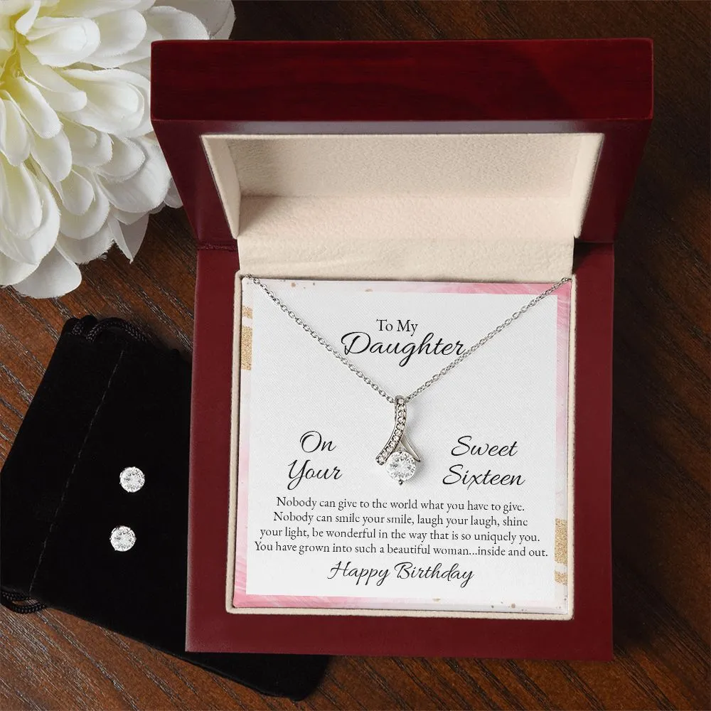 Daughter Birthday Pendant and Earring Set-Sweet Sixteen