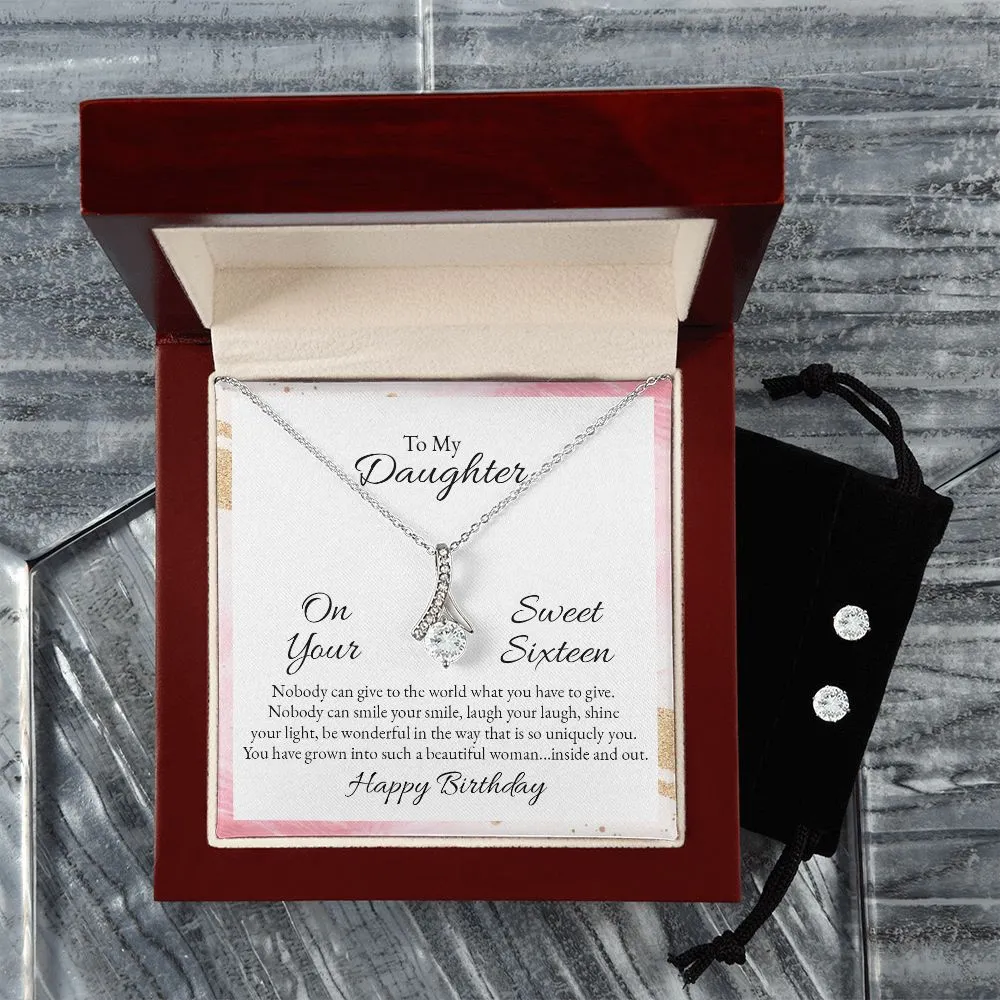 Daughter Birthday Pendant and Earring Set-Sweet Sixteen