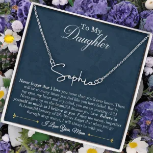 Daughter Gift from Mom, Signature Name Necklace for Daughter, Daughter Birthday, Graduation, Christmas Gifts