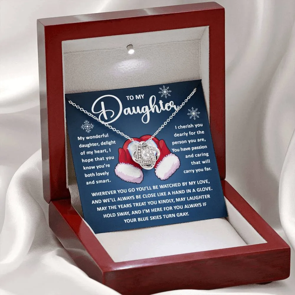 Daughter-Hand In Glove Love Knot Necklace