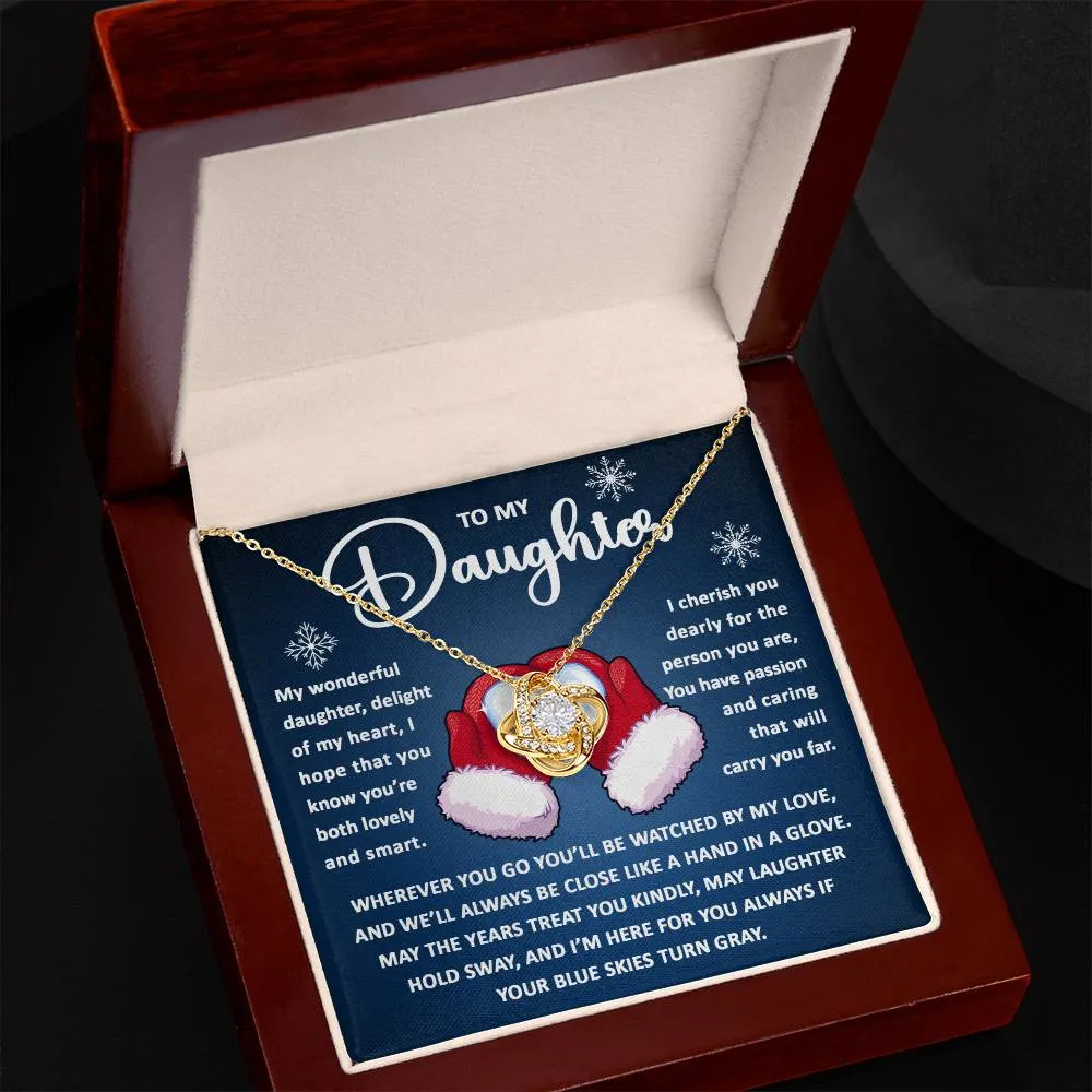 Daughter-Hand In Glove Love Knot Necklace