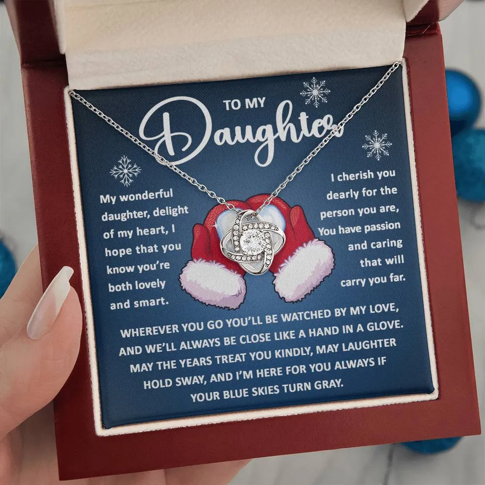 Daughter-Hand In Glove Love Knot Necklace