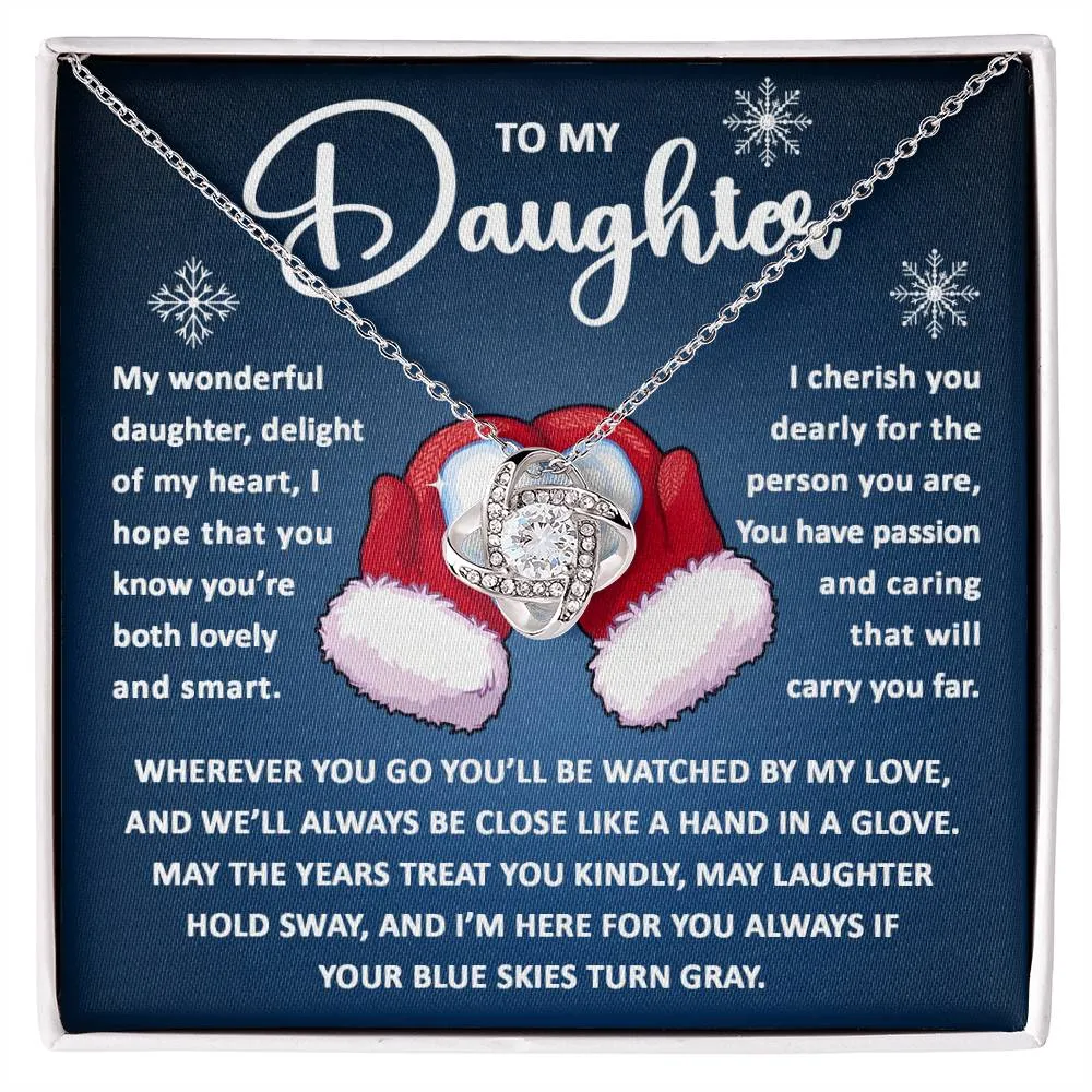 Daughter-Hand In Glove Love Knot Necklace