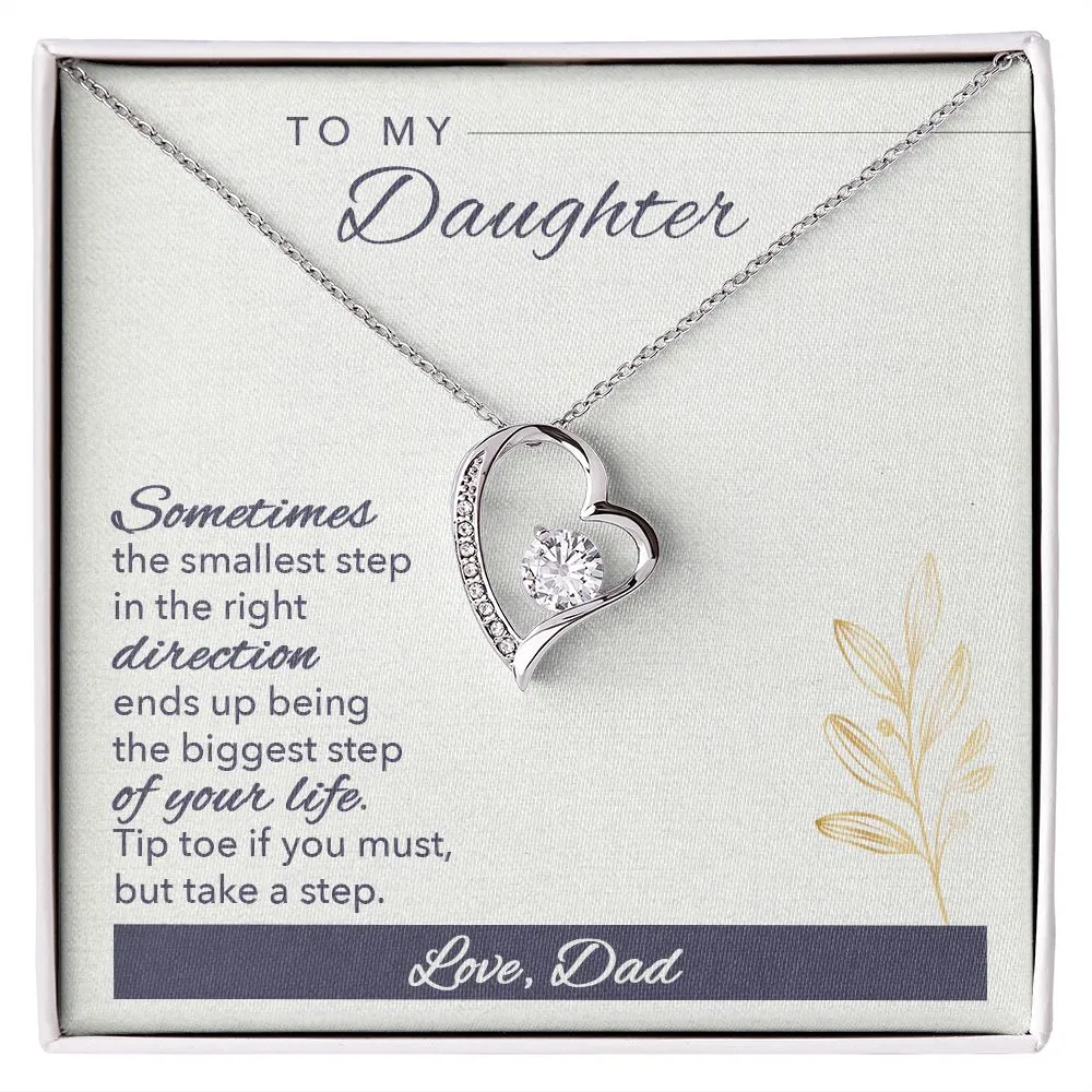 Daughter Heart Necklace, From Dad-Tip toe if you must