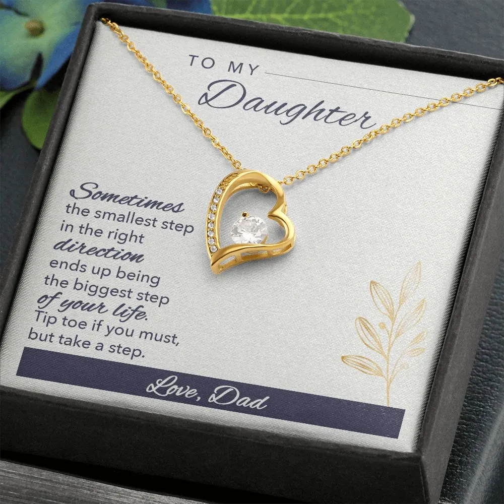 Daughter Heart Necklace, From Dad-Tip toe if you must