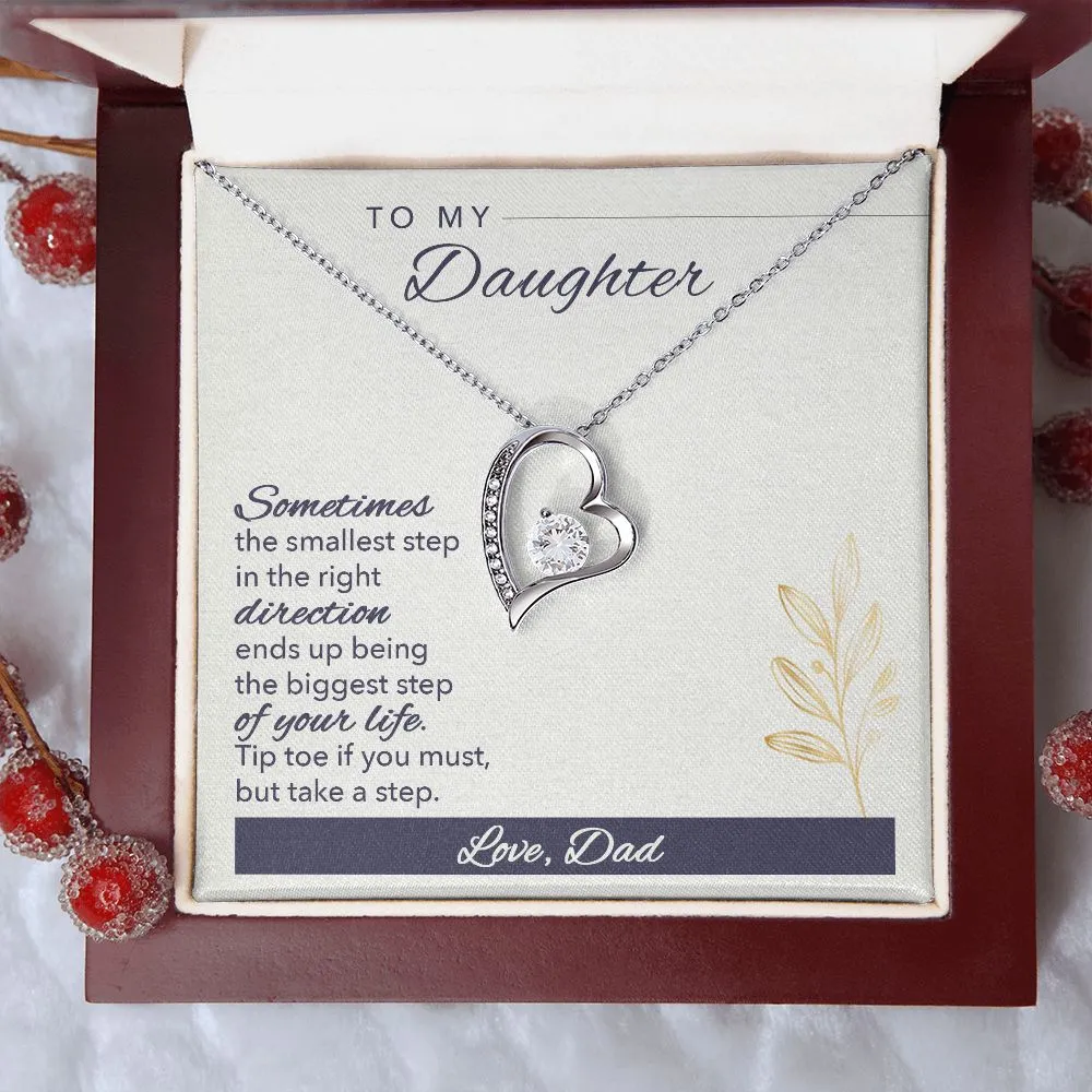 Daughter Heart Necklace, From Dad-Tip toe if you must