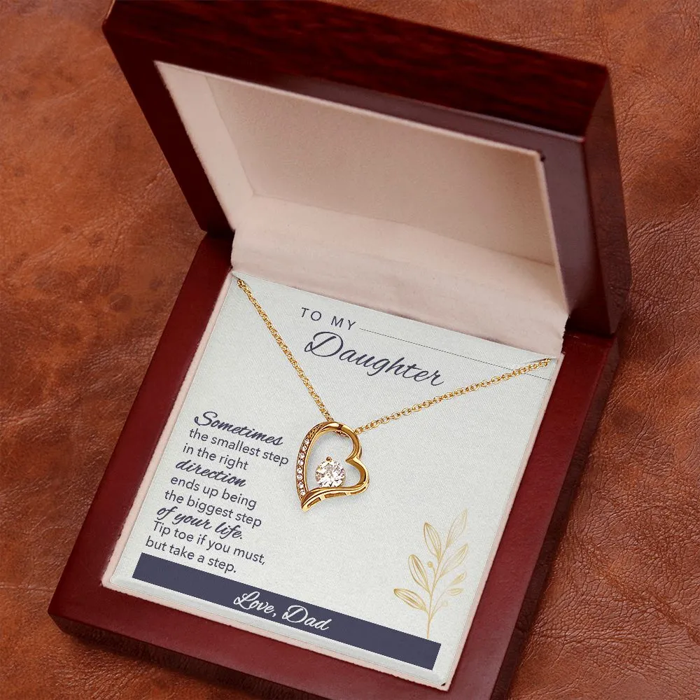 Daughter Heart Necklace, From Dad-Tip toe if you must