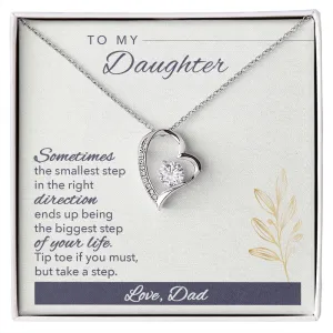 Daughter Heart Necklace, From Dad-Tip toe if you must