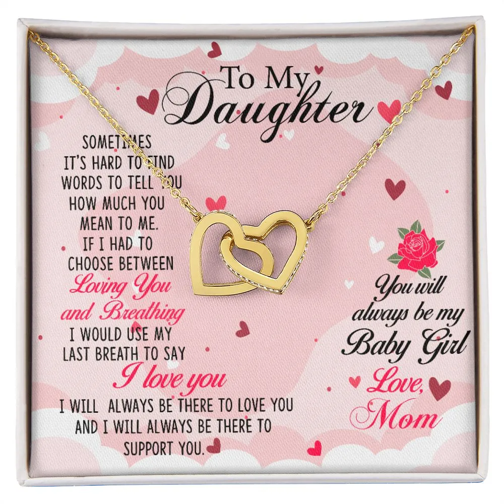 Daughter Heart Necklace, From Mom - You will always be my baby girl
