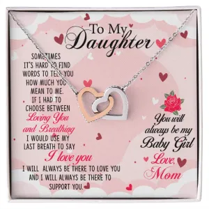 Daughter Heart Necklace, From Mom - You will always be my baby girl