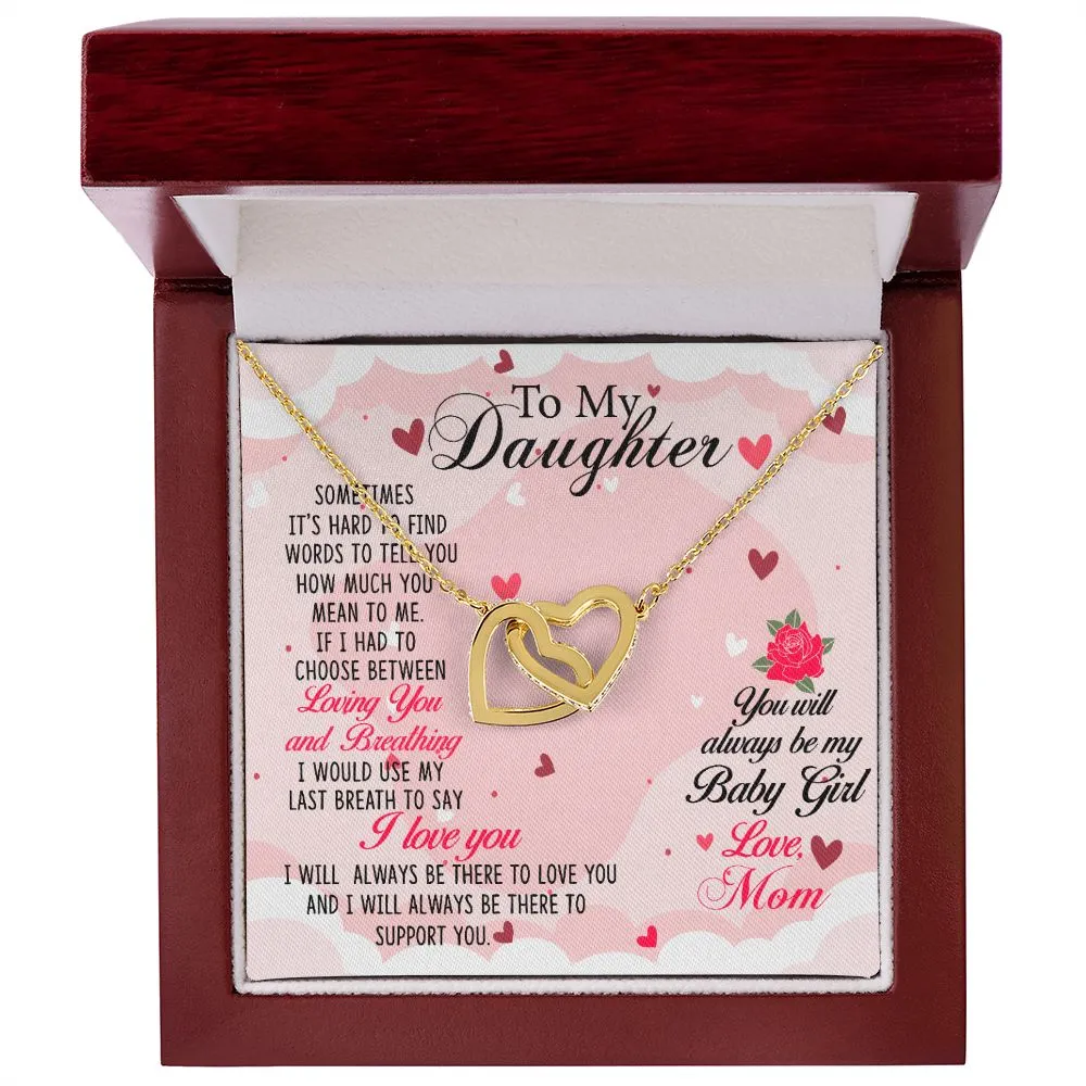 Daughter Heart Necklace, From Mom - You will always be my baby girl