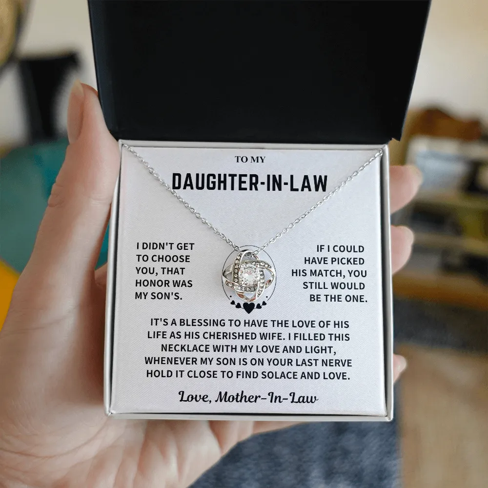 Daughter-In-Law Gift, "Filled with Love", Knot Necklace