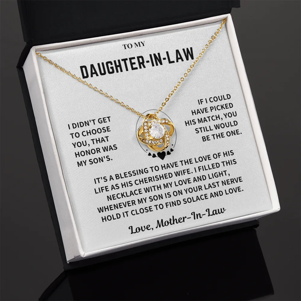 Daughter-In-Law Gift, "Filled with Love", Knot Necklace