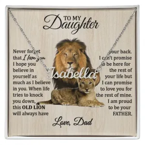 Daughter (Love Dad) Personalized Name Necklace, Stainless Steel