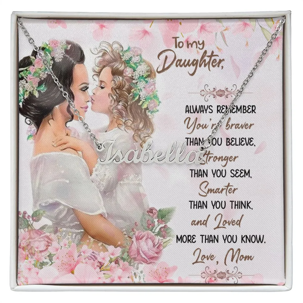 Daughter Name Necklace, From Mom-Love more