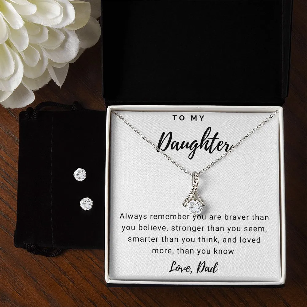 Daughter Pendant and Earring Set-Always remember